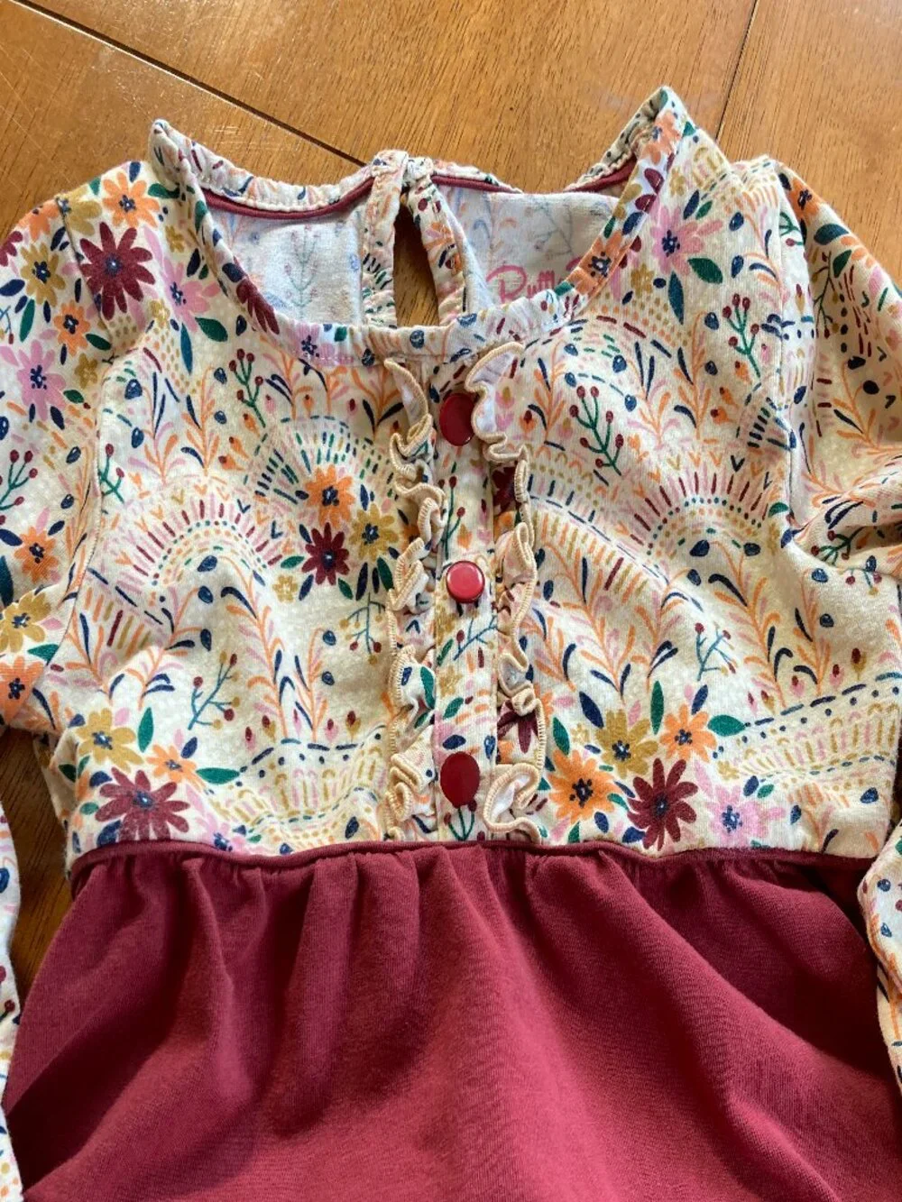 Ruffle Butts Long Sleeve Button Placket Full Length Romper - 2T